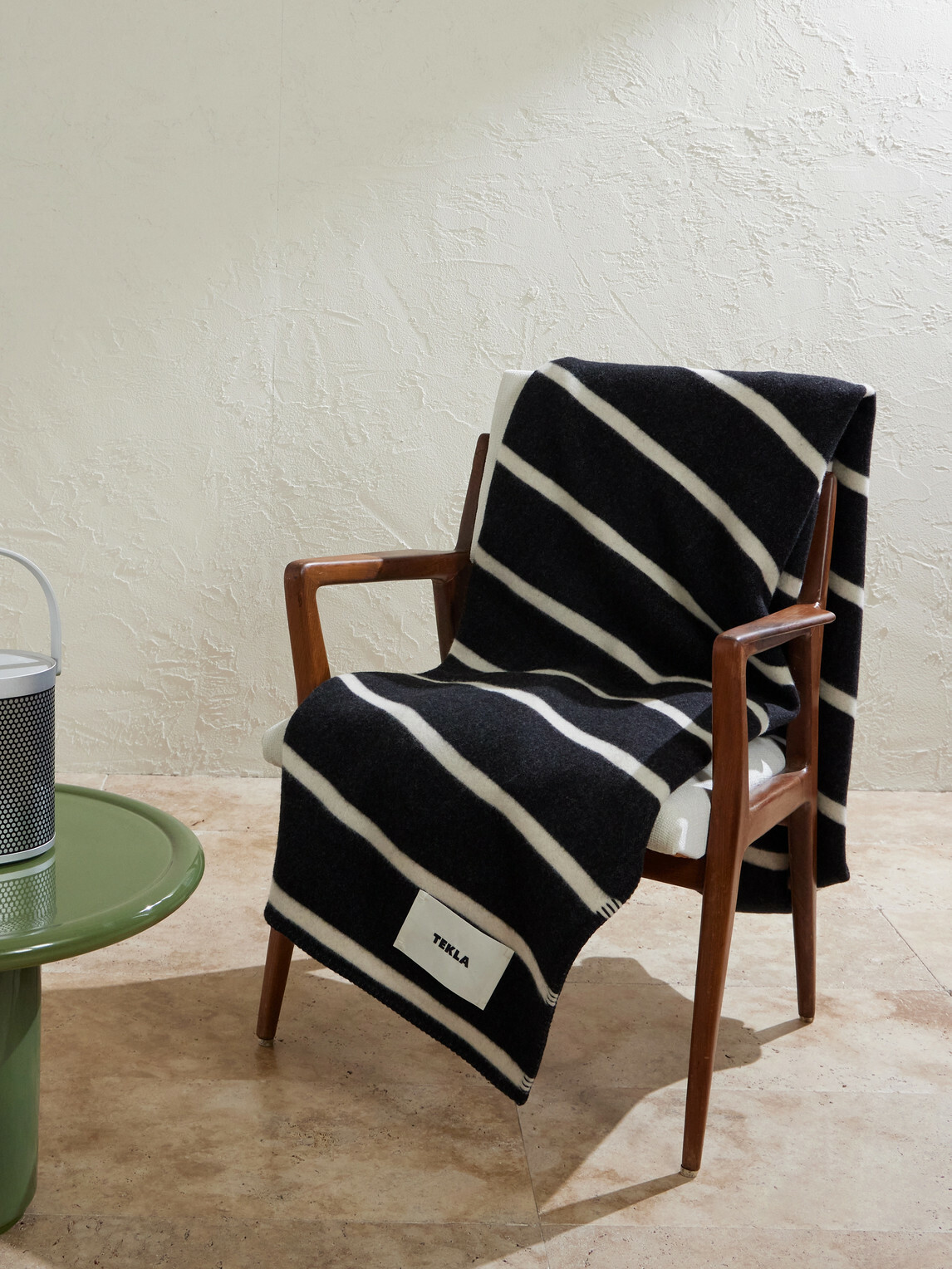 TEKLA - Logo-Appliquéd Striped Wool Blanket