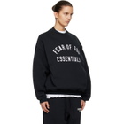 Fear of God ESSENTIALS Black Varsity Crewneck Sweatshirt