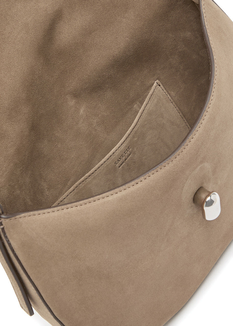 Savette Tondo Small Suede Shoulder bag - Taupe - One Size