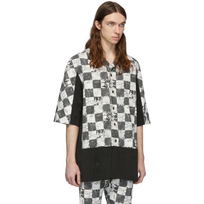Palomo Spain Black and White Printed Short Sleeve Shirt