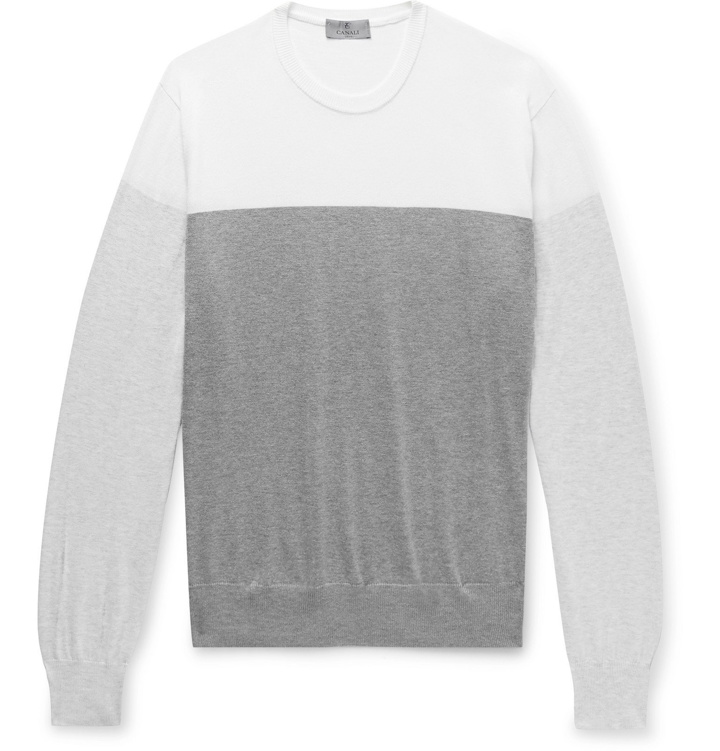 Photo: Canali - Colour-Block Cotton Sweater - Gray