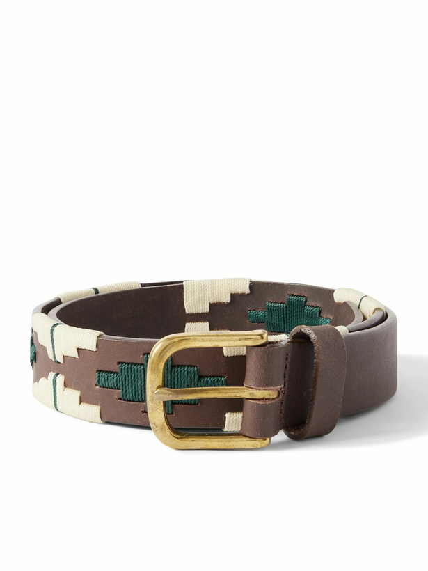 Photo: Sid Mashburn - 3cm Embroidered Leather Belt - Brown