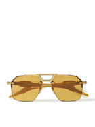 Jacques Marie Mage - Silverton Aviator-Style Silver- and Gold-Tone and Acetate Sunglasses