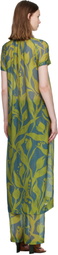 Dries Van Noten Green & Blue Long Shirt Maxi Dress