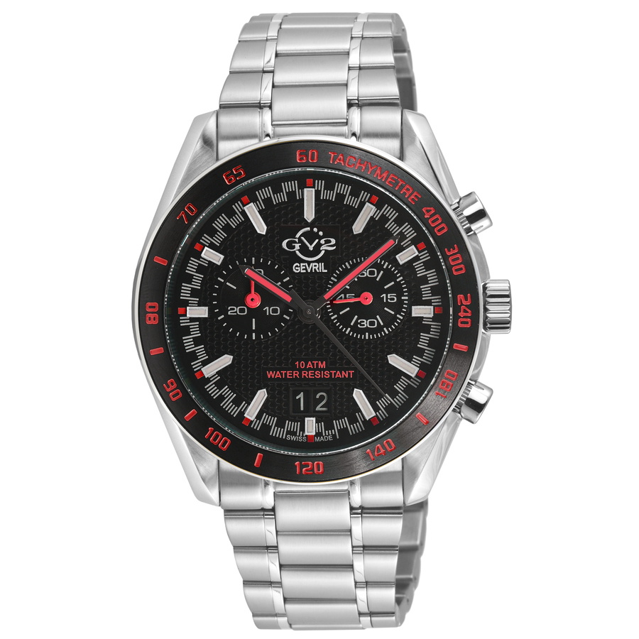 GV2 by Gevril Freccia Chronograph Quartz Black Dial Mens Watch 42900B