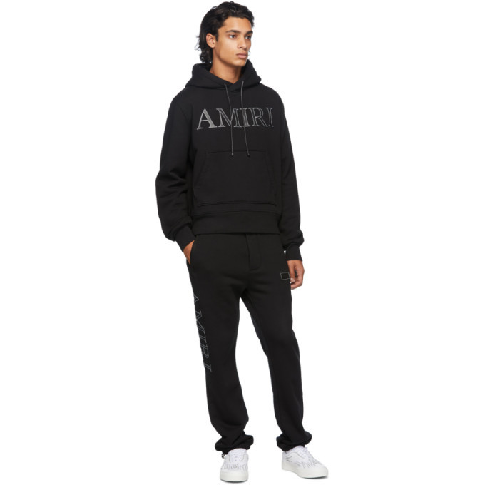 Amiri Black Leather Logo Hoodie Amiri