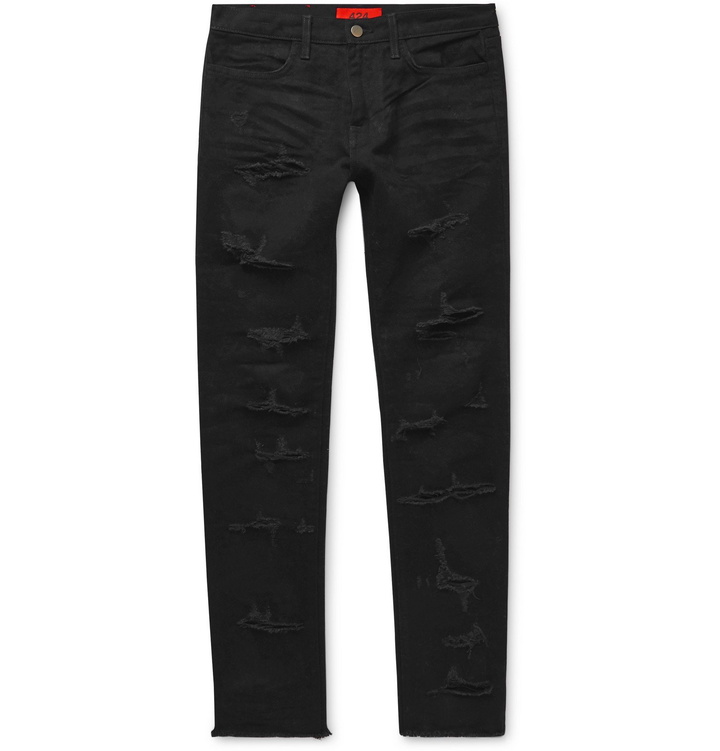 Photo: 424 - Skinny-Fit Distressed Denim Jeans - Black