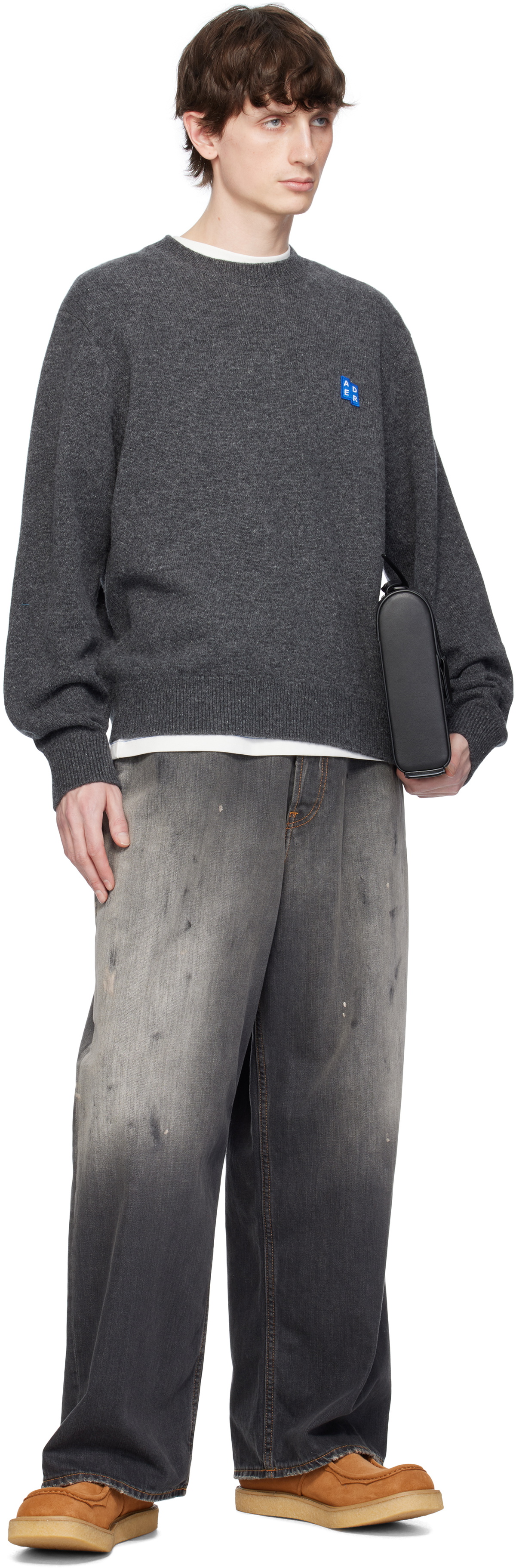 ADER error Gray Sig; TRS Tag Knit 01 Sweater