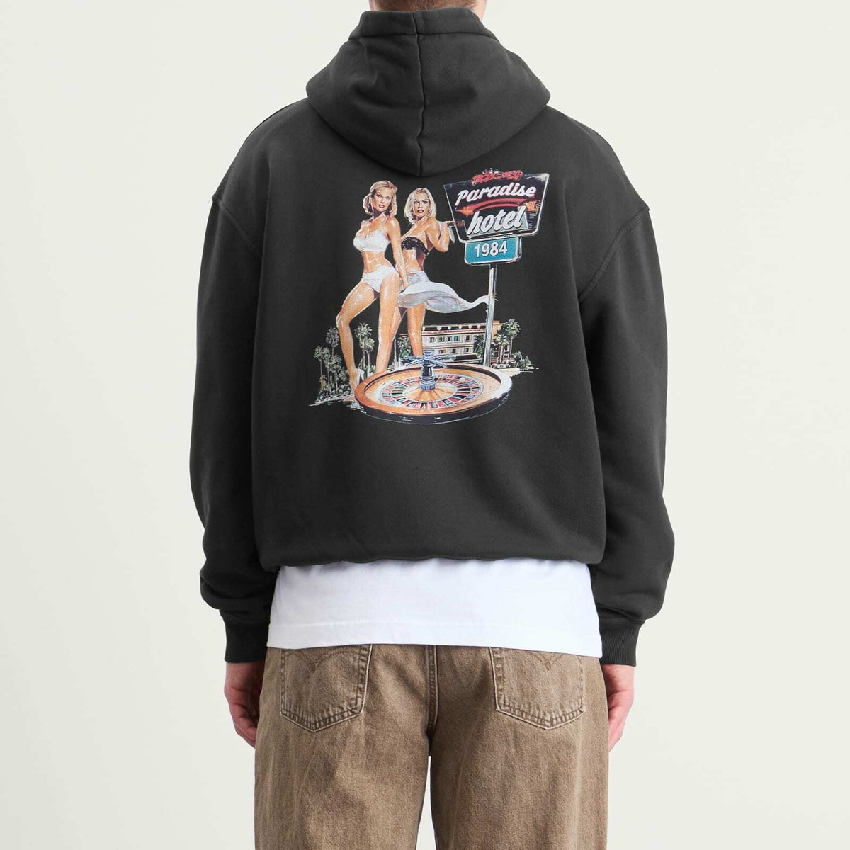 Club 1984 Men's Paradise Hotel Hoodie in Washed Black