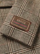 GUCCI - Belted Prince of Wales Checked Wool-Blend Coat - Brown