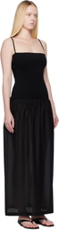 AMOMENTO Black Silky Knit Maxi Dress