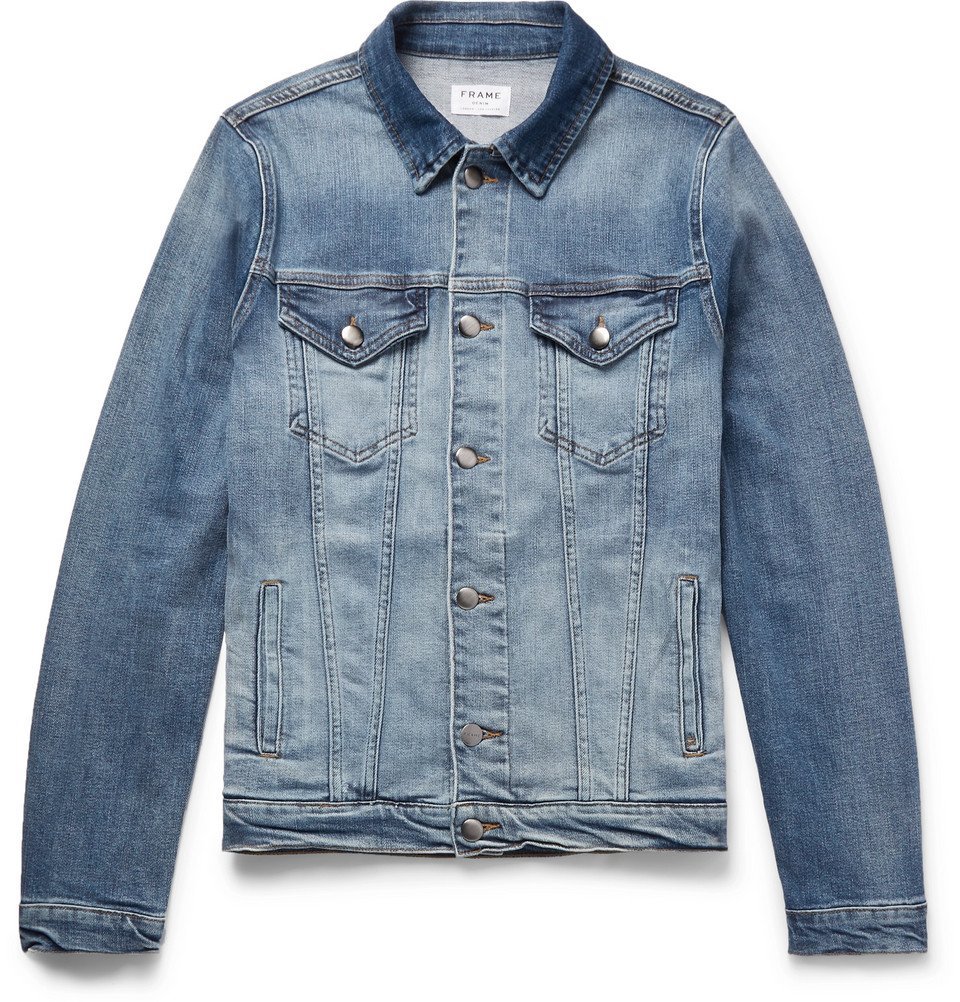 FRAME - Slim-Fit Stretch-Denim Jacket - Mid denim Frame Denim