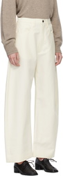 ssstein Off-White Double Weave Cotton Round Trousers