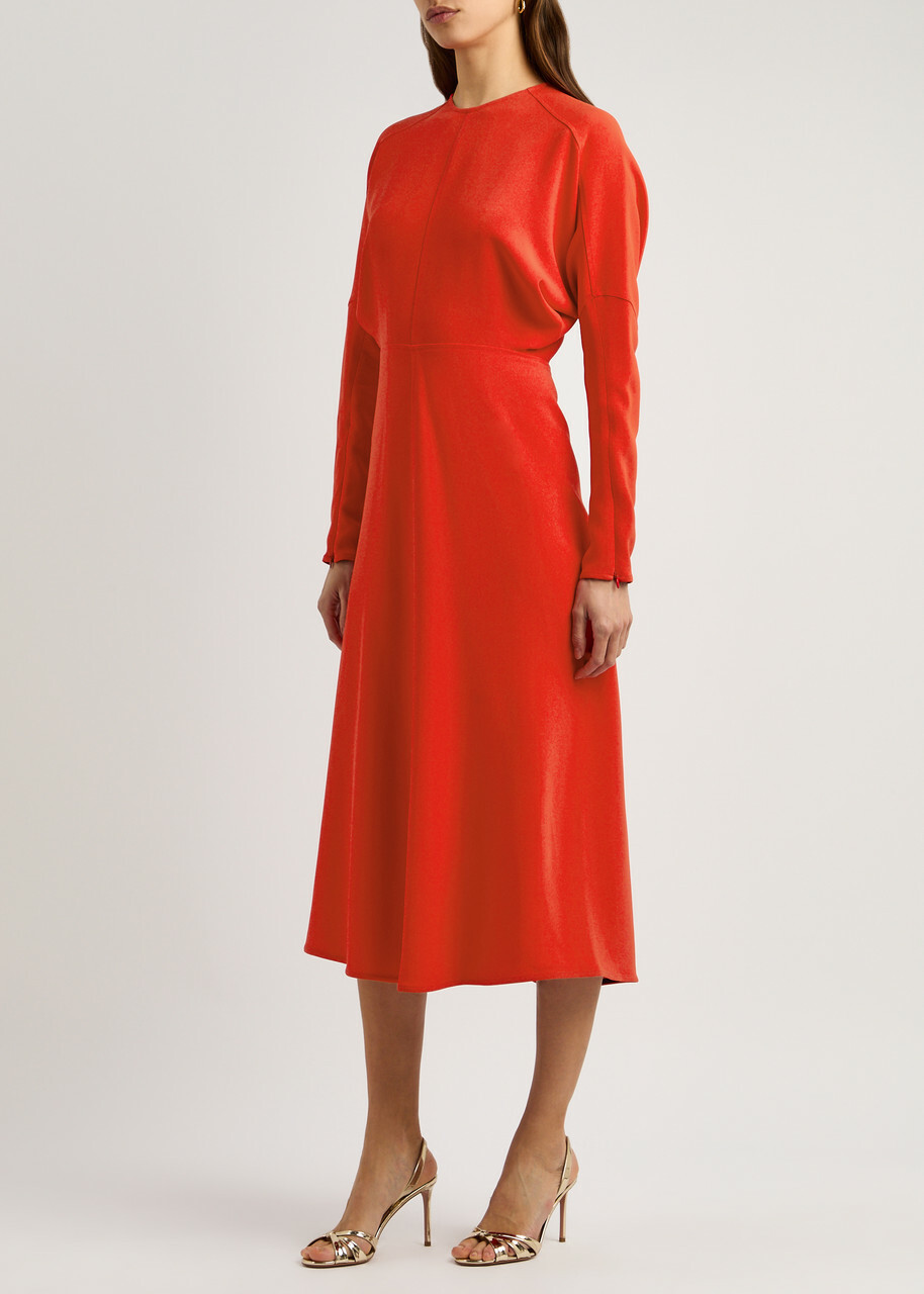 Victoria Beckham Draped Crepe Midi Dress Red Victoria Beckham