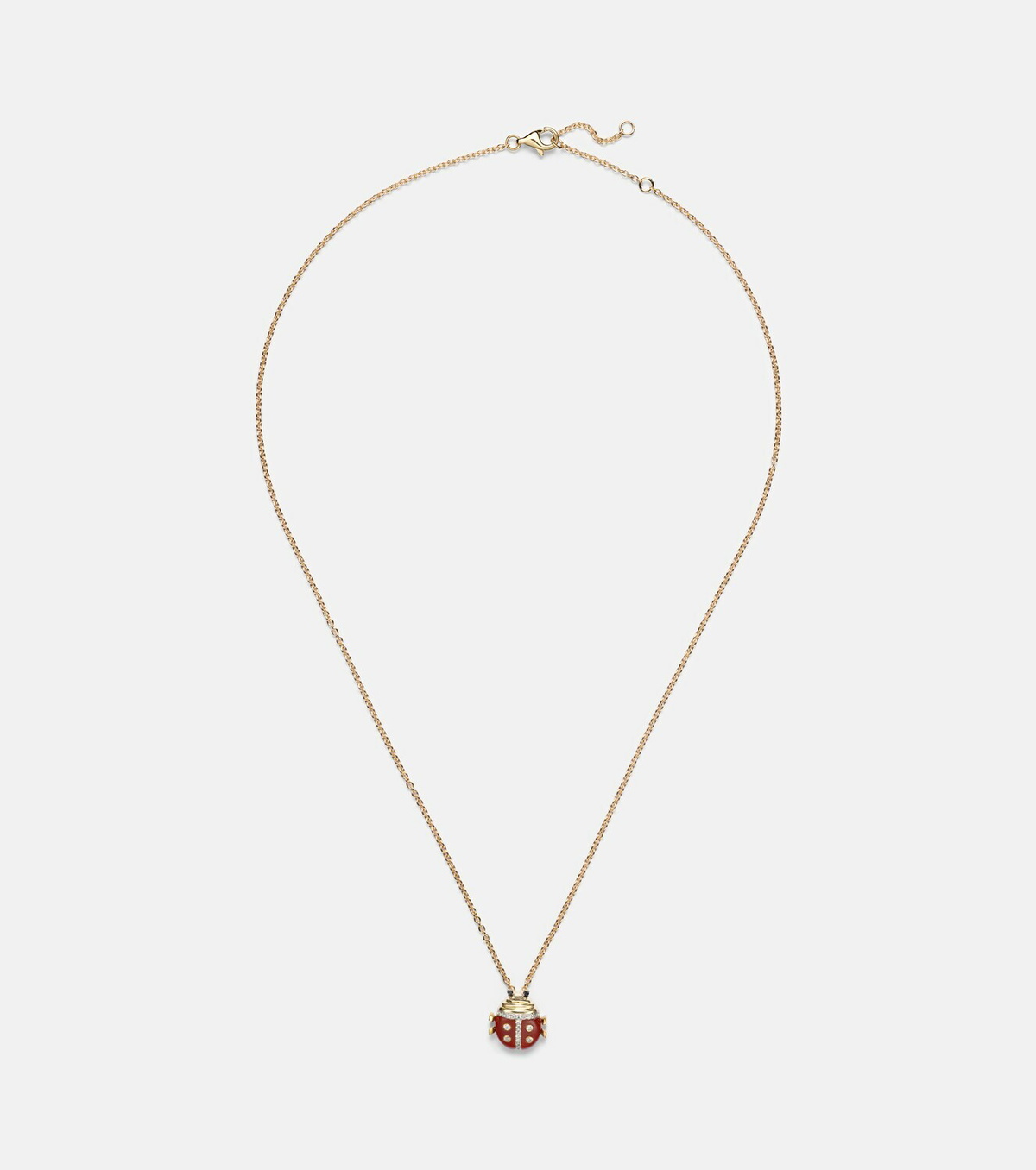 Yvonne Léon Coccinelle Mini 9kt gold pendant necklace with diamonds and agate