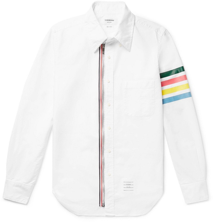 Photo: Thom Browne - Button-Down Collar Striped Cotton Oxford Shirt - White