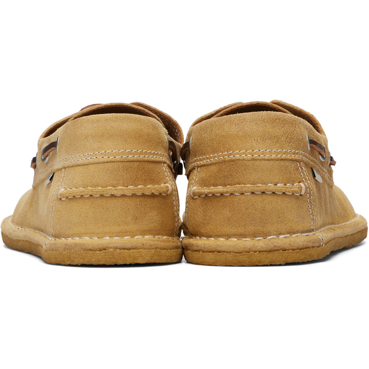 AMI Paris Beige Cow Leather Boat Shoes