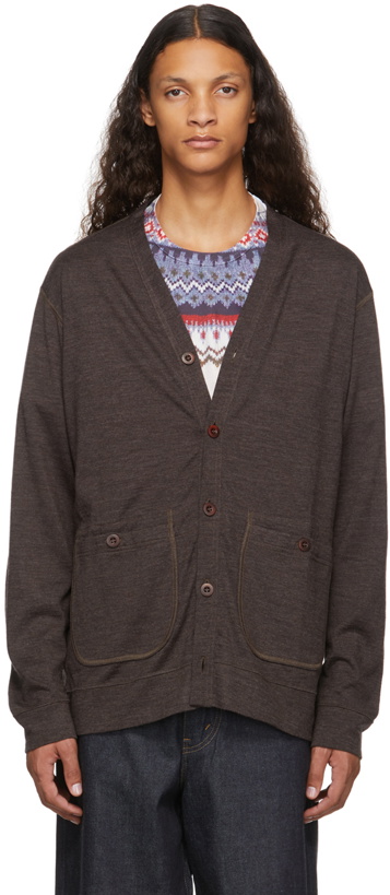 Photo: Junya Watanabe Brown Wool Elbow Patch Cardigan