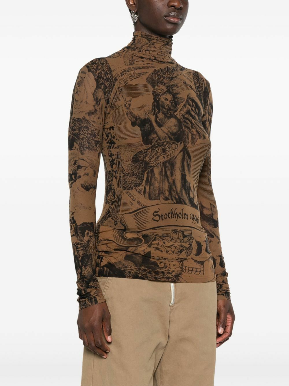 Acne Studios Brown Graphic-Print Seamless Top Acne Studios