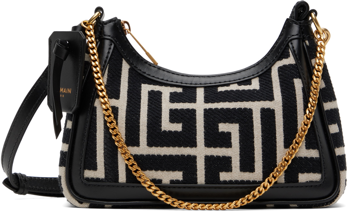 Balmain Black & Off-White B-Army Shoulder Bag