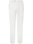 De Petrillo - Tapered Pleated Cotton and Hemp-Blend Trousers - White
