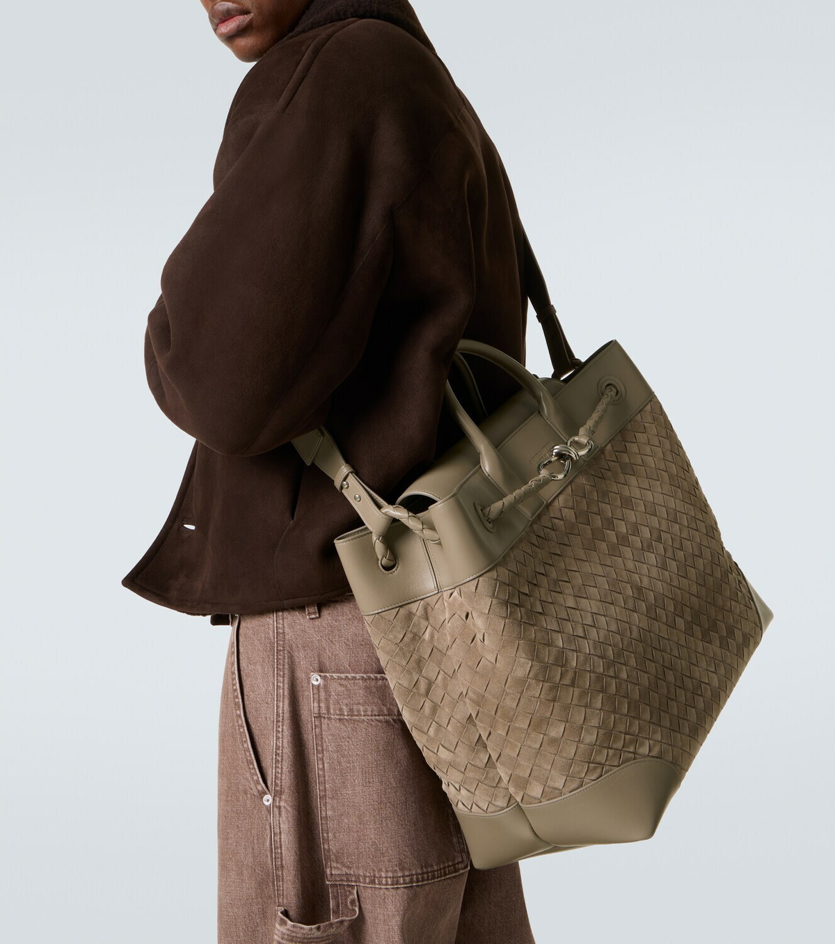 Bottega Veneta Andiamo Voyager suede and leather tote bag Bottega 