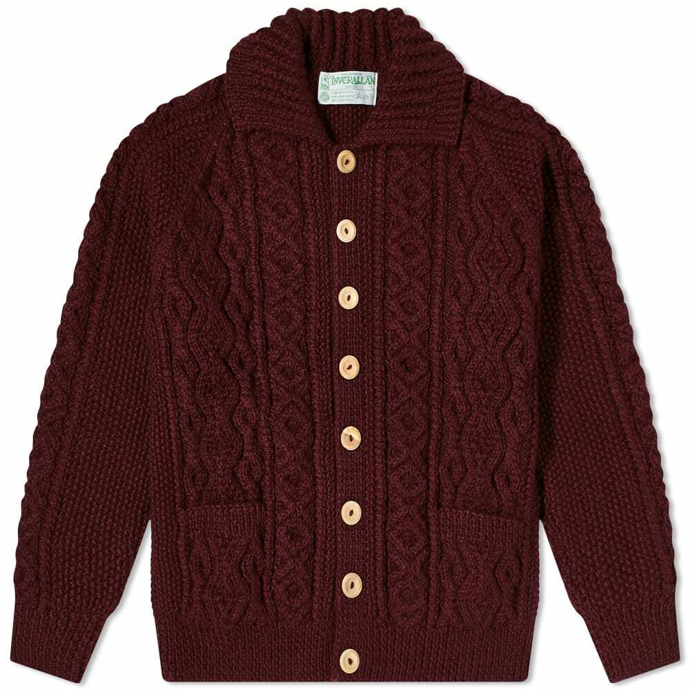 Inverallan Men's 3A Lumber Cardigan in Wine