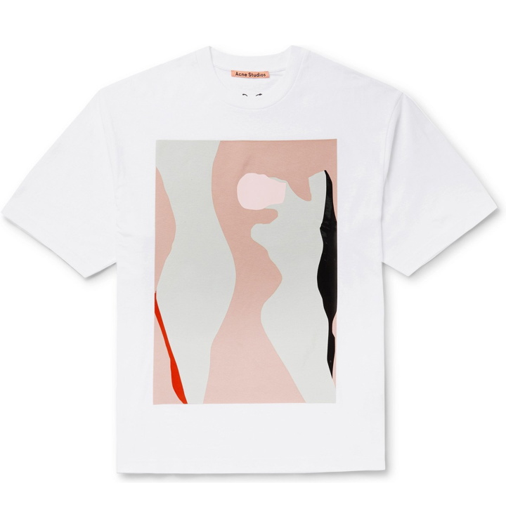 Photo: Acne Studios - Daniel Silver Embroidered Printed Cotton-Jersey T-Shirt - White