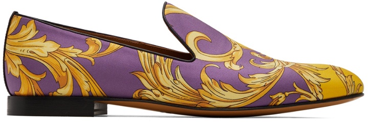 Photo: Versace Purple & Gold Barocco Goddess Slippers