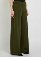 Another Tomorrow Wide-leg Stretch-wool Trousers Dark Green