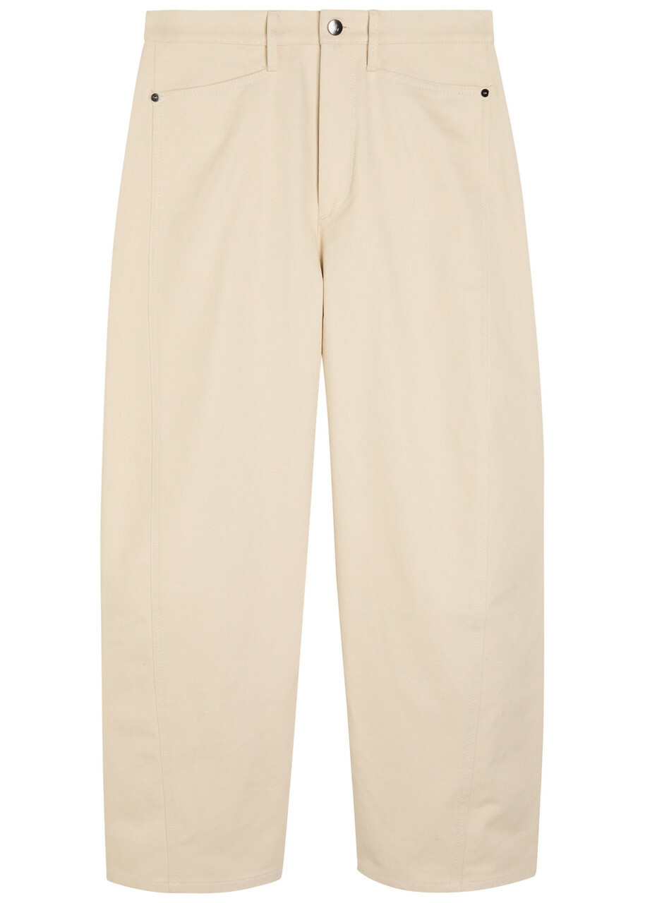 Maria Mcmanus Bow Crop Barrel-leg Jeans Ecru
