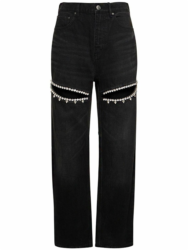 Photo: AREA Embellished Slit High Rise Jeans