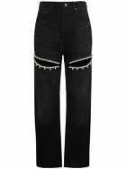AREA Embellished Slit High Rise Jeans