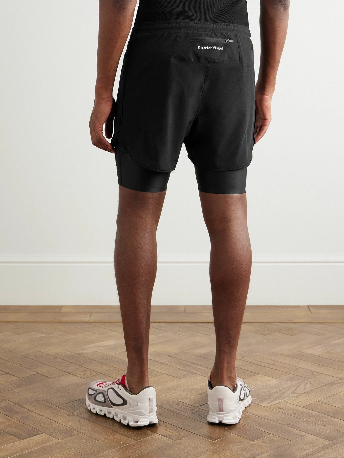 DISTRICT VISION - Layered Straight-Leg Logo-Print Shell and Stretch Recycled-Jersey Shorts - Black