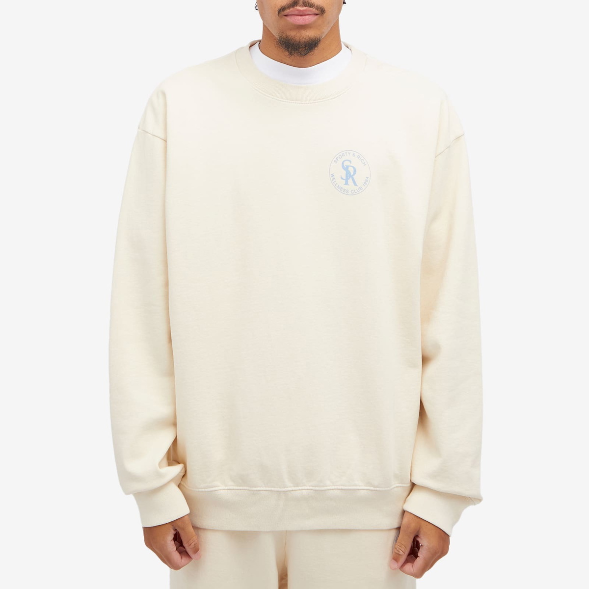 Sporty & Rich S&R Sweatshirt in Cream/Sky Blue