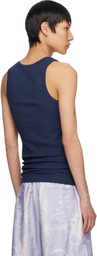 Versace Underwear Navy Logo Ribbed Tank Top