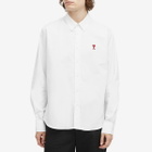 AMI Paris Men's Heart Button Down Oxford Shirt in Natural White