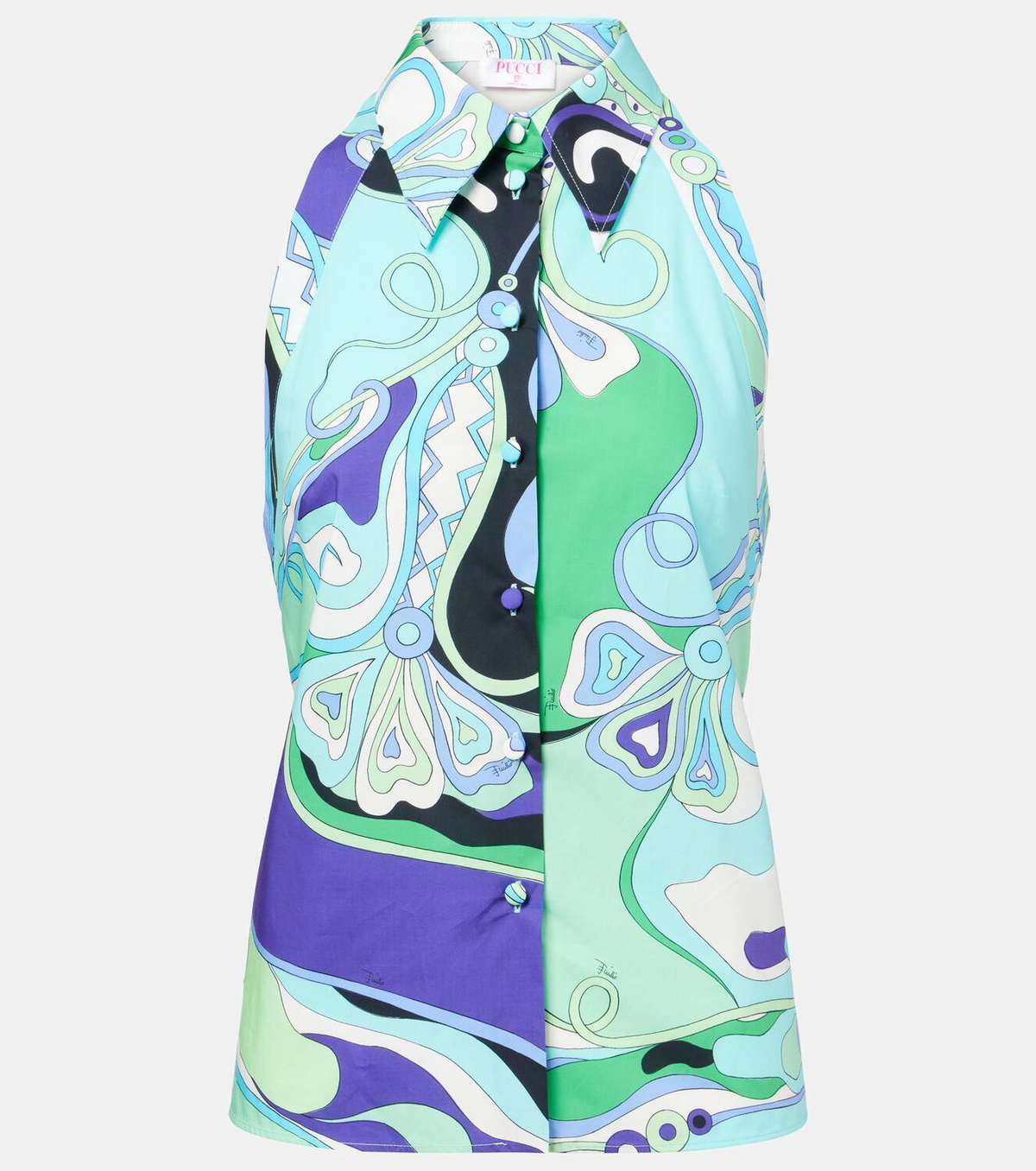 Pucci Orchidee printed halterneck cotton top Emilio Pucci