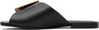 Balmain Black Anthem Flat Calfskin Leather Sandals