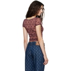 Marine Serre Burgundy Moonogram Mesh Flock T-shirt