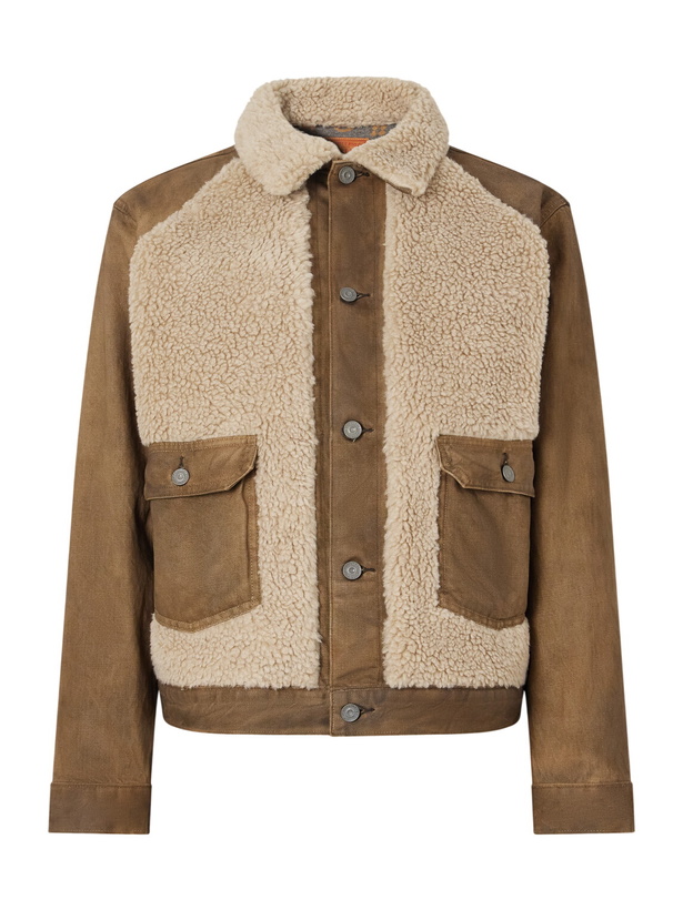 Photo: RRL - Fleece-Trimmed Denim Jacket - Brown
