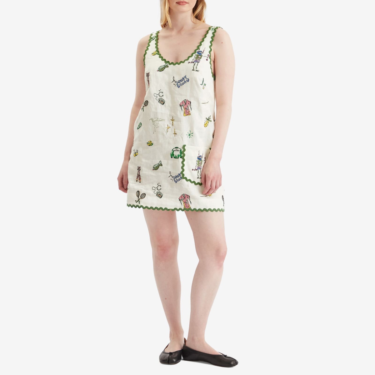 ALÉMAIS Women's Play Embroidered Mini Dress in Cream