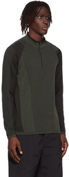 Y-3 Khaki & Black Half-Zip Long Sleeve T-Shirt