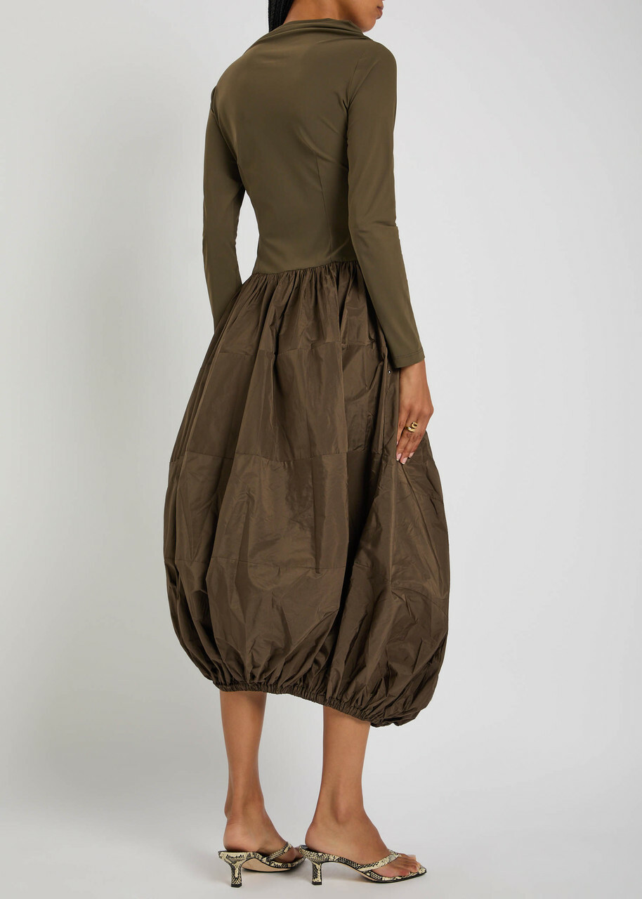 High Audacious Stretch-jersey and Shell Midi Dress Brown
