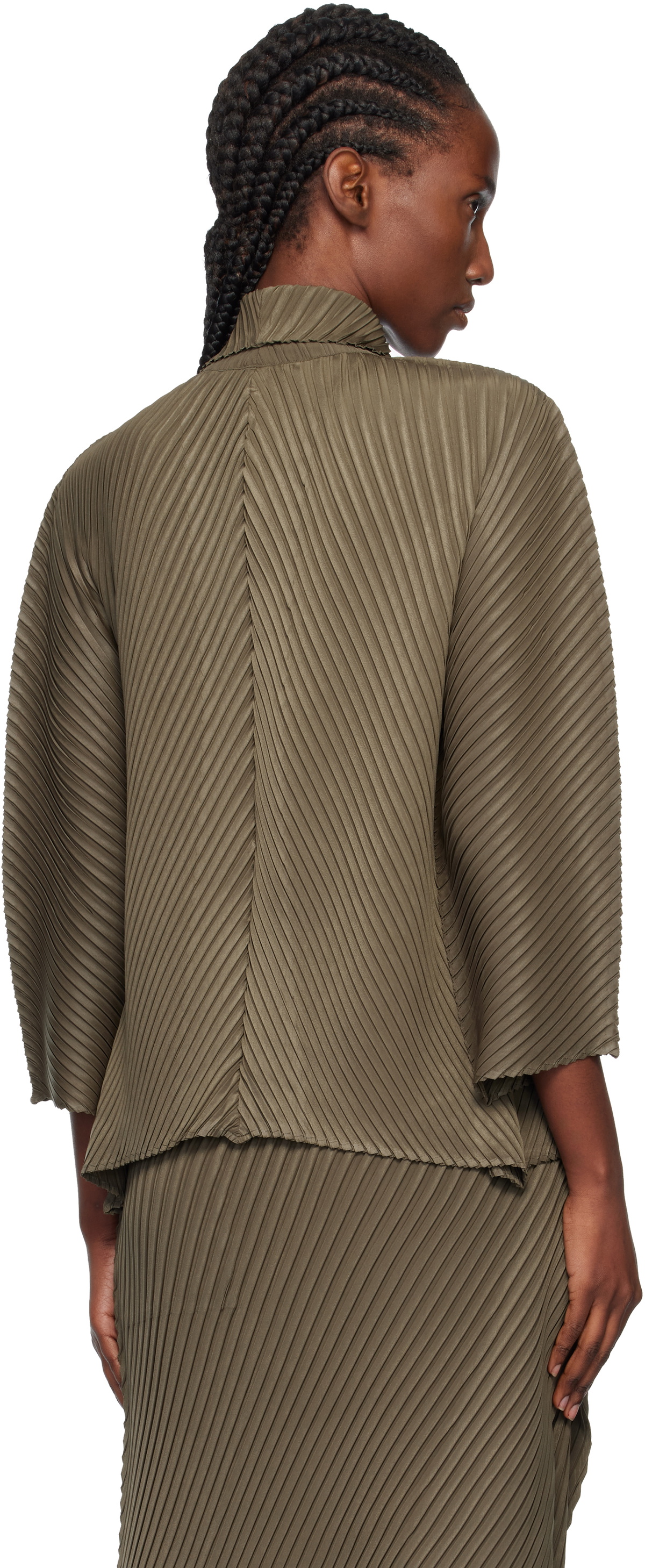 ISSEY MIYAKE Khaki Soft Fold Pleats Blazer