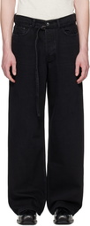 032c Black Down To Earth Wide Leg Jeans