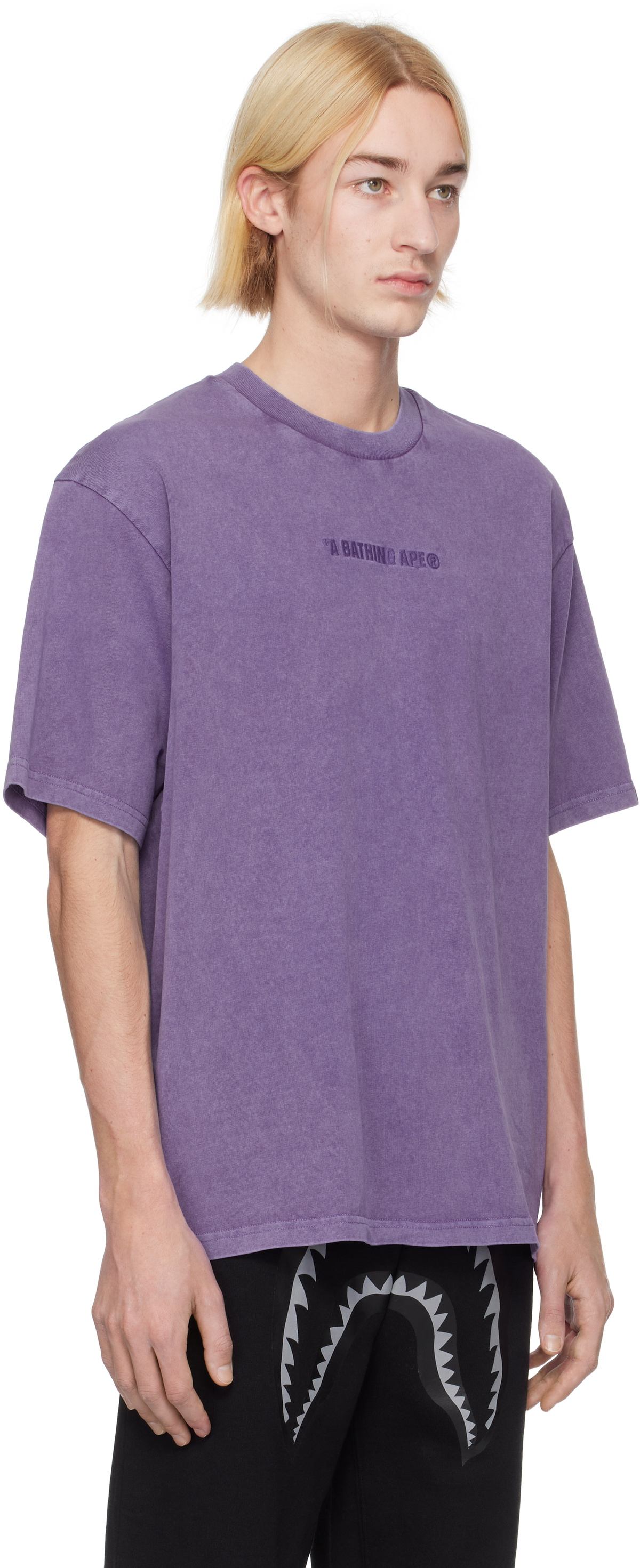 BAPE Purple Garment Dye Logo Relaxed Fit T-shirt A Bathing Ape
