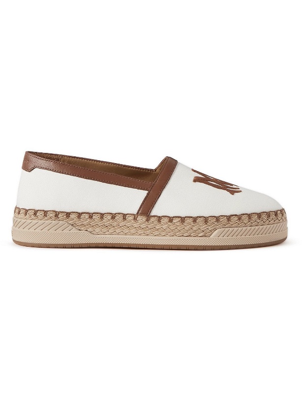 Photo: AMIRI - MA Logo-Embroidered Leather-Trimmed Canvas Espadrilles - Brown