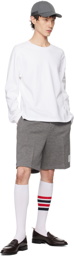 Thom Browne White 4-Bar Stripe Long Sleeve T-Shirt