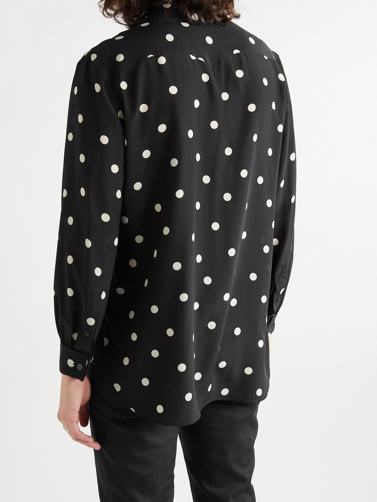 SATIN EFFECT POLKA DOT SHIRT - Ecru / Black